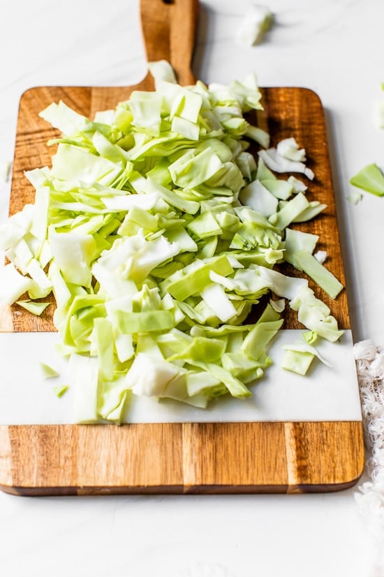 chopped cabbage for a casserole