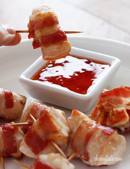 Bacon Wrapped Chicken bites are the easiest two-ingredient appetizer, and they are sooo good!