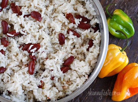 Coconut milk, thyme, scallions and scotch bonnet peppers give this Jamaican red beans and rice dish an island flair! 
