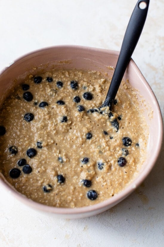 oats soaking in milk with blueberries