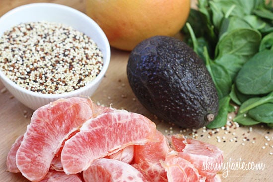 This Quinoa Salad with Spinach Grapefruit and Avocado is loaded with vitamin C, A, Potassium and good heart-healthy fats!!