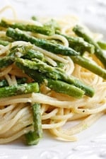 Pasta with Asparagus; a simple dish but a wonderful way to enjoy asparagus which is in season right now.