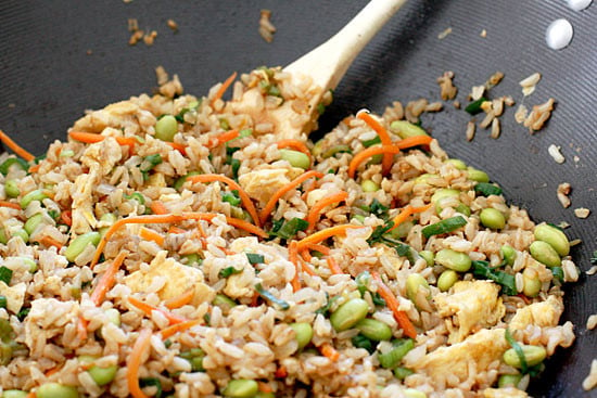 Make a healthier version of your favorite take-out with this Asian edamame fried rice! I'm a sucker for Chinese fried rice, but who knows how much oil is added when you order it out. Making it yourself is healthier and easy to do.