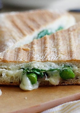 Melted Swiss cheese, asparagus, prosciutto, arugula and garlic mayonnaise pressed in a ciabatta panini. Did that just make your stomach growl?