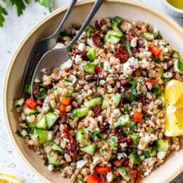 Farro Salad with Feta, Cucumbers and Sun Dried Tomatoes