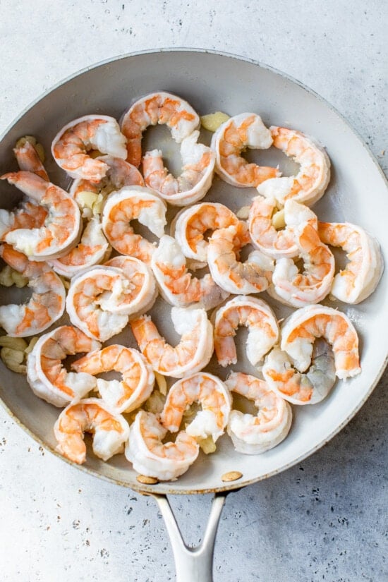 shrimp in frying pan