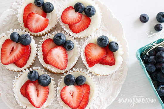 Red, White and Blueberry Cheesecake Cupcakes Image