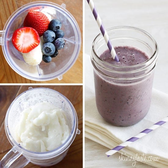 Cross between smoothie and milk shake, this fro yo shake uses frozen yogurt and fresh bananas and berries. Perfect for a quick dessert or even breakfast and takes less than 5 minutes to make!