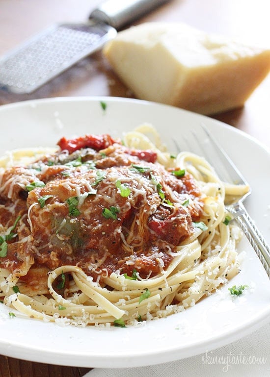 This family friendly Italian classic dish Chicken Cacciatore is made in the slow cooker for a convenient weeknight dinner!