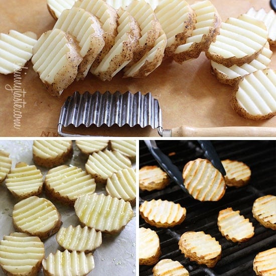 Guilt-free crispy grilled potatoes "fries" made right outside on the grill!