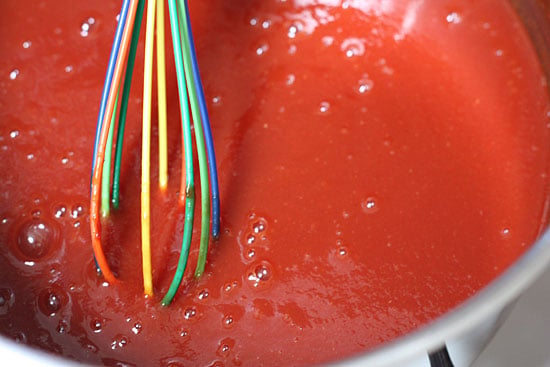 making homemade ketchup in a pot