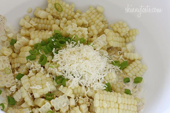 Sweet summer corn lightly coated with lime infused mayonnaise, a touch of hot chili powder and cojita cheese. Also known as the Mexican street corn salad, elote