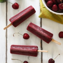 Cherry Lime Ice Pops – Sweet summer cherries with a touch of lime make these easy, sweet popsicles a perfect treat on a hot summer day. Only 4 ingredients!