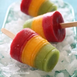 Hot summer's day? No problem, cool off with these homemade frozen fruit pops made with fresh mango, kiwi, and raspberry fruit puree.