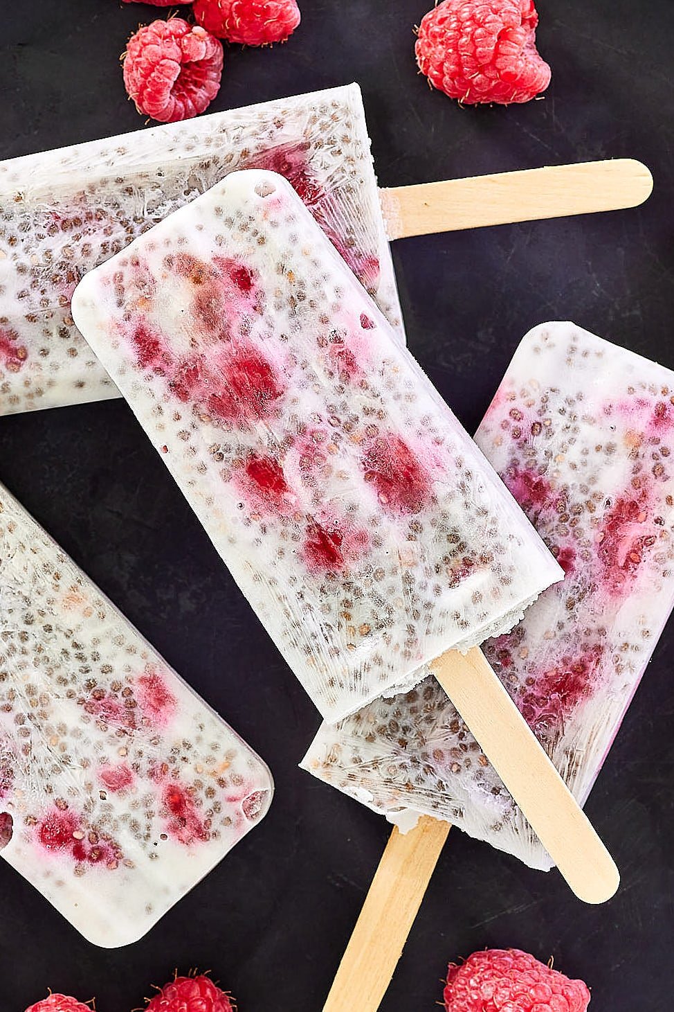 Raspberry Coconut Chia Seed Pudding Pops