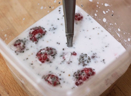 Raspberry coconut chia pudding, in a popsicle! These easy chia pudding pops are perfect as a healthy snack or dessert, even breakfast on a hot summer morning!