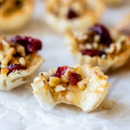 Baked Brie Phyllo Cups with Craisins and Walnuts