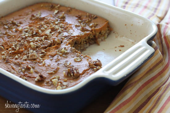Baked oatmeal with ripe bananas, pumpkin and pecans is the perfect way to start your morning! When this first came out of the oven, I wasn't so sure...but after my first bite I knew I had a winner!