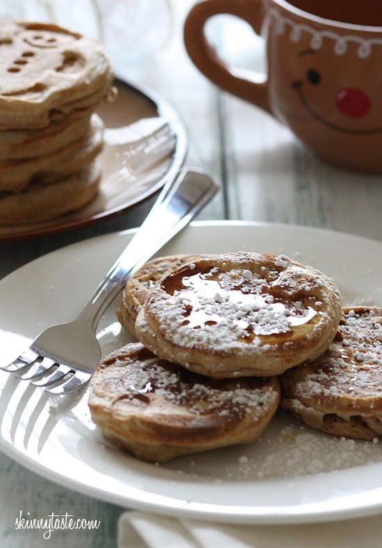 What's better than waking up to eggnog pancakes for the Holidays! I swapped out the milk for Silk Nog in my whole wheat pancake recipe and added extra nutmeg for a fun Holiday twist.