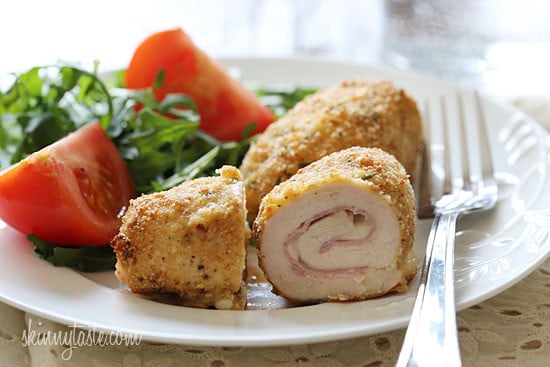 This healthy Chicken Cordon Bleu recipe is a family favorite! Stuffed with ham and cheese then breaded and baked or made in the air fryer.