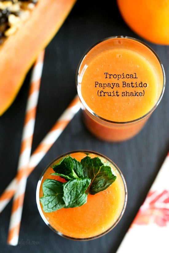 A sunlit, vitamin-packed tropical fruit shake made with pink-hued papayas, fresh squeezed oranges and bananas.