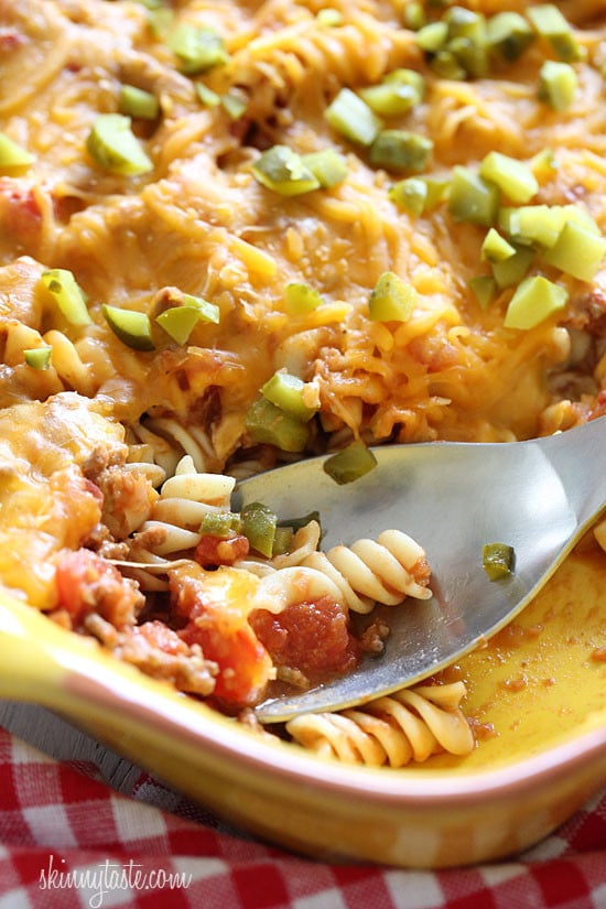 Kid-friendly and delicious! If you're a cheeseburger lover, and the thought of ground beef, tomatoes, pickles and cheese tickles your fancy, then this truly American, comforting Cheeseburger Casserole is for you!