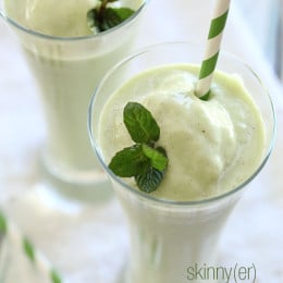 Confession, I've never had a shamrock shake from McDonald's. But I love the idea of a green minty milkshake for St Patrick's Day, so I set out to make my own, with a bit less fat and calories.