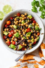black beans, chickpeas, avocado salad