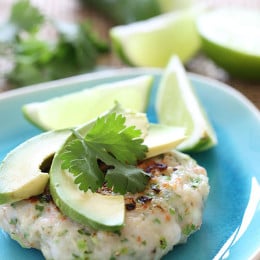 These shrimp cakes are light and delicious, made with jalapenos, scallions, and cilantro then topped with a little fresh lime juice and a few slices of avocado.