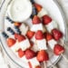 Red White and Blue Fruit Skewers with Cheesecake Yogurt Dip