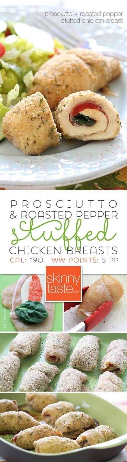 Roasted Red Pepper and Prosciutto Stuffed Chicken Breast – baked, not fried and they are easy to make!