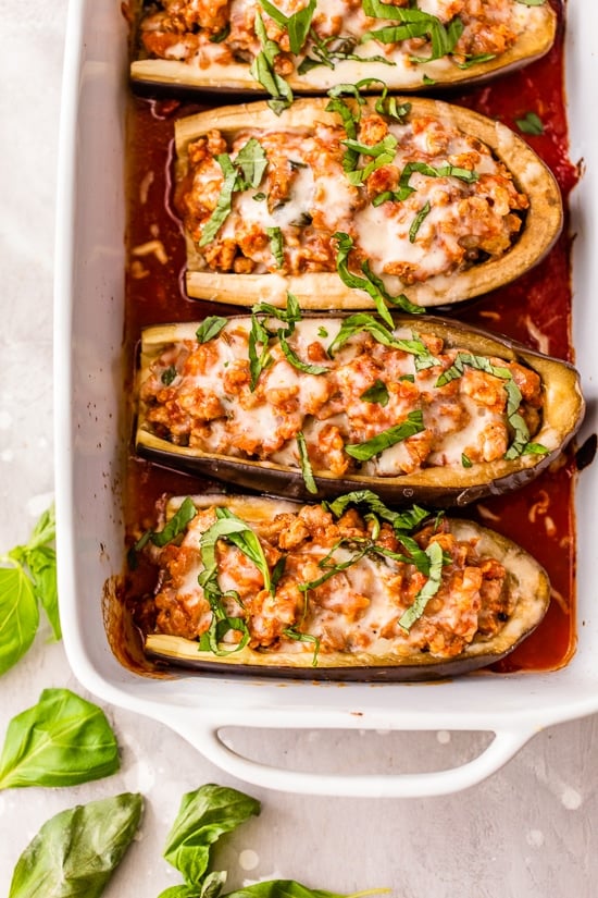 Stuffed Eggplant Parmesan Boats