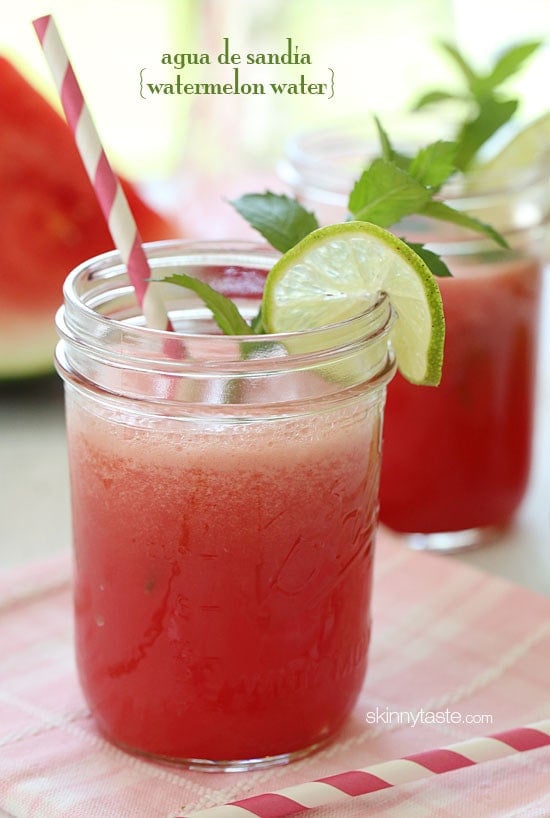 Agua Fresca – Can't think of anything more thirst quenching than this on a hot summer day – chilled watermelon puree, a squeeze of lime, over a glass of ice. 