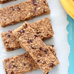 The heart-healthy power bars have all the ingredients one might have on a banana split: made with quinoa, rolled oats, dried cherries, nuts and honey.