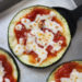 This recipe is an oldie, but goodie! I had a big zucchini that needed using up and I was sooo in the mood for these yummy (and guiltless) zucchini pizza bites!