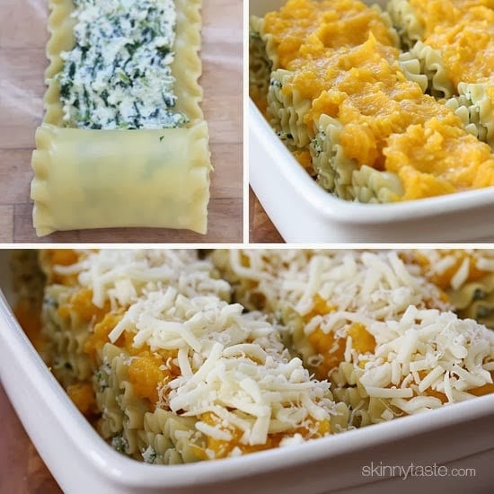Butternut Squash Lasagna Roll Ups with Spinach are made with a creamy butternut-parmesan sauce baked in the oven until melted and hot – trust me, you want these in your life!