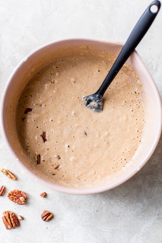 pumpkin pancake batter in a bowl