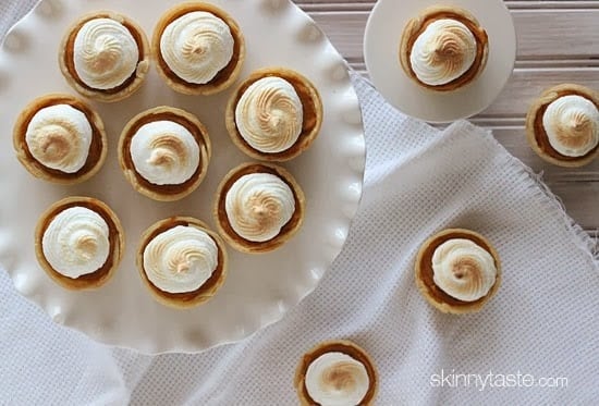 Petite sweet potato pie bites lightly sweetened with a ripe banana, a touch of brown sugar and spices, then topped with a light meringue topping. A perfect sweet potato recipe for the Holidays!