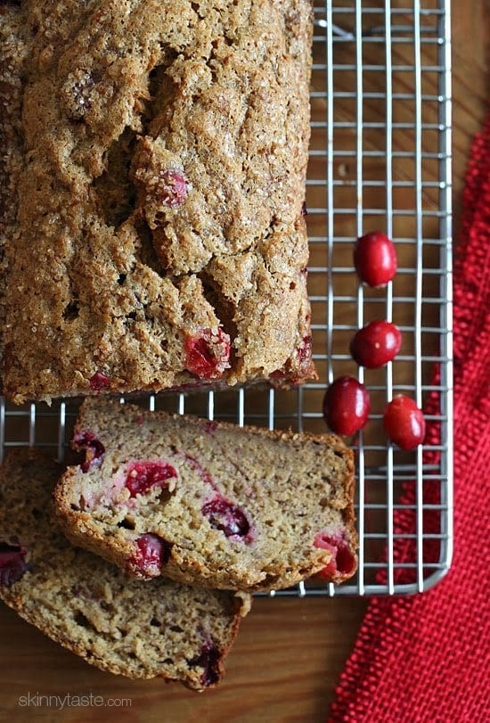 If you have ripe bananas lying around, today is the perfect day to make this wonderfully moist banana bread studded with tart ruby cranberries!