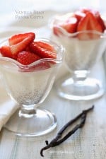 Vanilla Bean Panna Cotta – Vanilla beans, strawberries and cream make this easy, light and luscious dessert worthy of a standing O! Perfect for the Holidays if you need a dessert to impress!