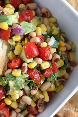 For those of you who believe eating black eyed peas in the New Year will bring you luck (and we can certainly all use a little more luck) this healthy bean salad is for you! Whether you eat this as a salad or serve it as a dip with some baked chips, the zesty flavors in this salad is sure to turn you into a fan of black-eyed peas.