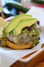 Wow, these Salsa Verde Burgers are OFF THE HOOK! If you need a new burger idea that everyone will love, look no further. These burgers are lean with a mean, green kick topped with pepper jack cheese, salsa verde and avocado – delish!