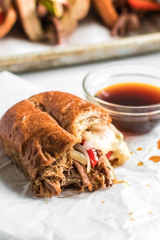 Slow Cooker French Dip Sandwich with Caramelized Onions