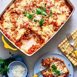Macaroni Casserole with a plate