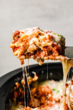 Slow Cooker Lasagna with a cheese pull