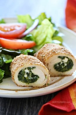 This easy spinach and feta stuffed chicken breasts dinner are basically chicken cutlets stuffed with spinach feta and ricotta, breaded and baked to perfection!