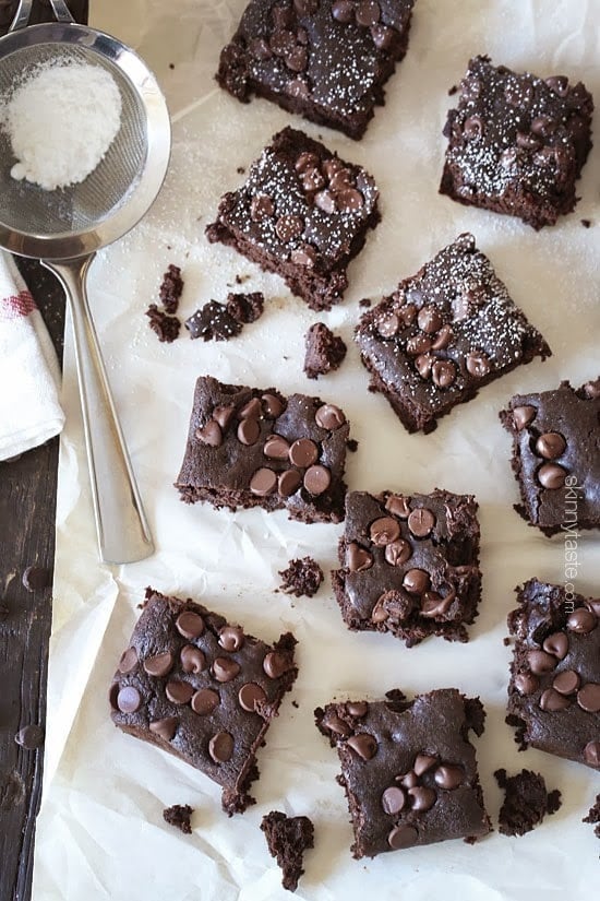Amazing Flour-less Black Bean Brownies are moist, chocolatey and delicious – finally a low-fat, gluten-free brownie that's pretty darn good made with no flour and no butter!
