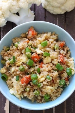 Cauliflower "Fried Rice" is my favorite low-carb side dish when I'm craving Chinese take-out!