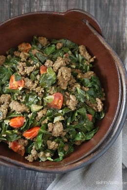 Kenyan braised collard greens and ground beef, also known as Sukuma Wiki, is quick and super easy to make.
