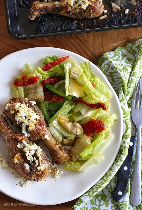 Lemon Feta Chicken with Oregano is made with Mediterranean ingredients such as lemon, oregano and feta cheese turning ordinary chicken into a spectacular dinner